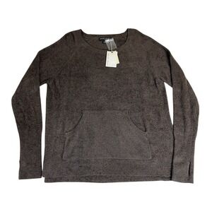 NWT Barefoot Dreams CozyChic Lite Raglan Pullover Carbon Sz XL Thumbhole Sleeves